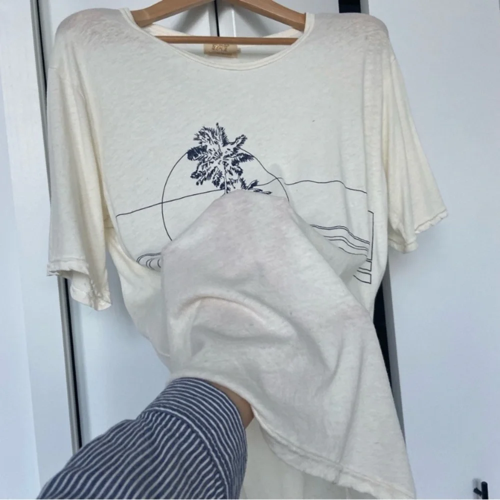 All Things Fabulous - Cotton/Linen Tee Shirt - Made Venice CA - Size S Ivory - Picture 6 of 15
